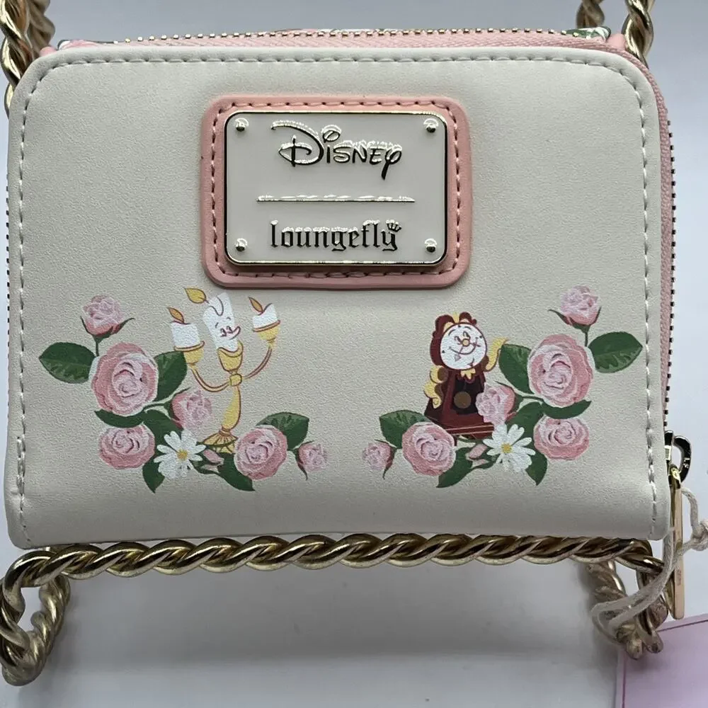 Loungefly Disney Beauty and the Beast Belle Small Zip Around Wallet Beige NWT